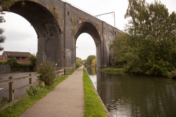 Fototapeta premium Old train bridge made of red bricks masonry