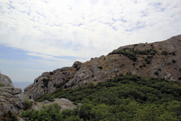 Fototapeta na wymiar Landscape view of the unique Crimean mountains