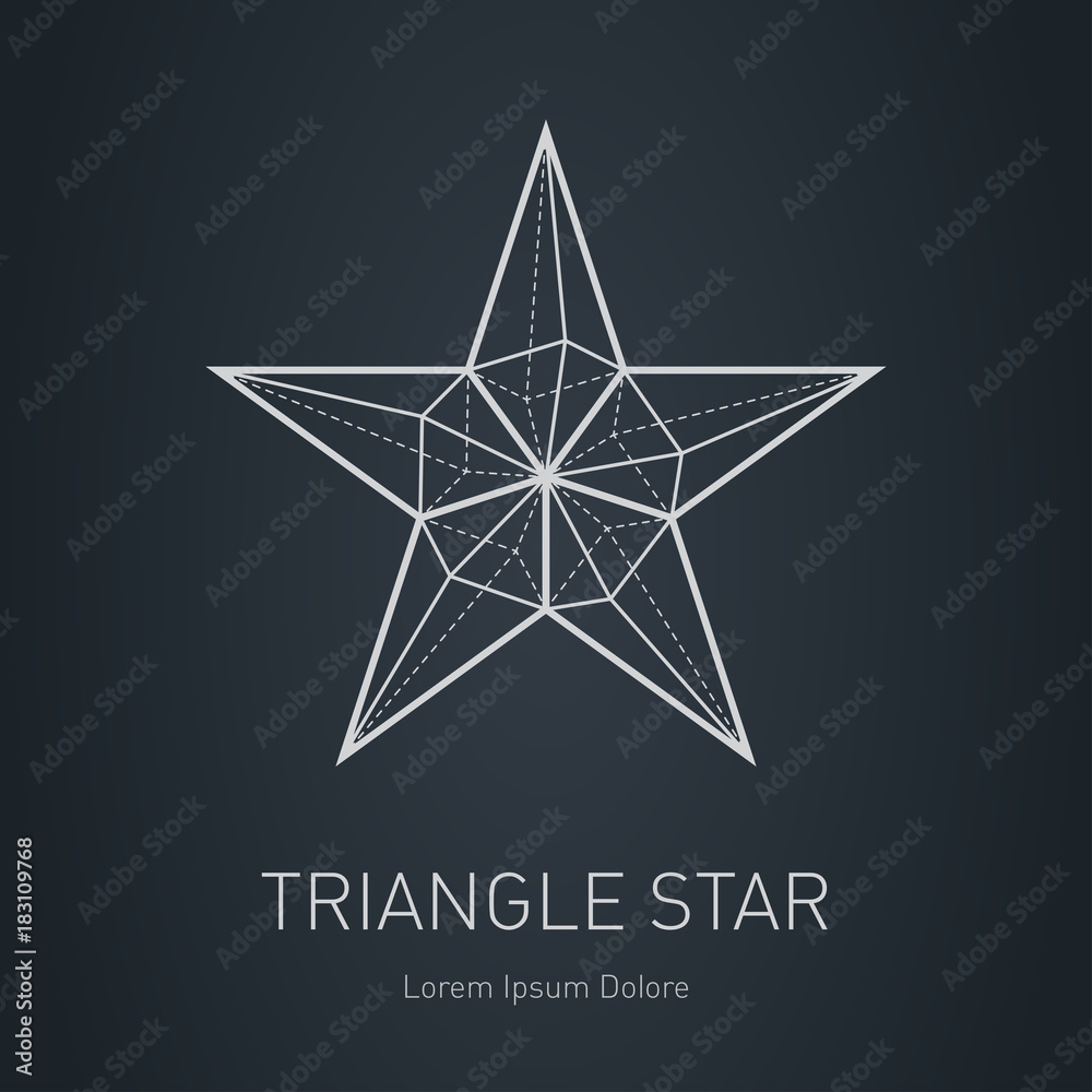 Poster blueprint of star. vector logo template. design element with triangles and rhombus.