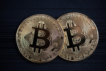 Fototapeta na wymiar Bitcoin golden coins