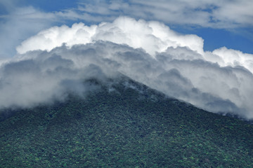 Rincon de la vieja vulcano and misty clouds