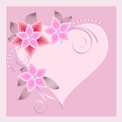 Осbirthday greeting card valentine's day heart patterns flowers graduation pearls tender call pink lilac square quilling imitation style новные RGB