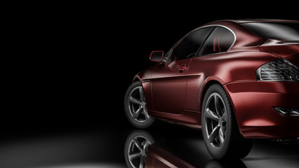 Fototapeta na wymiar Dark car silhouette 3D illustration