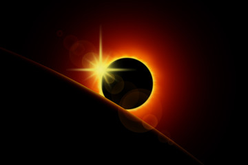 Obraz premium Illustration of a solar eclipse. The planet or moon obscures the sun