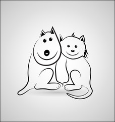 Happy dog and cat cartoon icon - 183112526