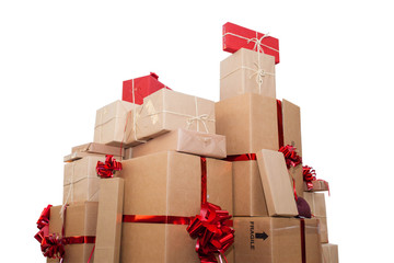 A lot of presents on white background