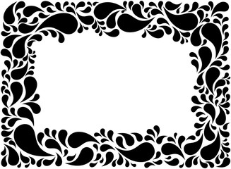 Simple black paisley border design, vector illustration.