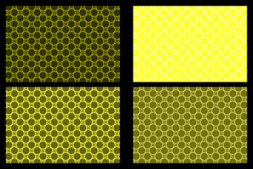 Four pointed star - black and yellow - vector pattern - set