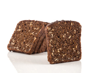 Black bread slice isolated