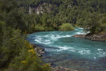Photo sur Plexiglas Rivière La rivière Futaleufu traversant une vallée boisée de la région d& 39 Aysén, au sud du Chili. La rivière est reconnue comme l& 39 un des meilleurs endroits au monde pour le rafting en eaux vives.