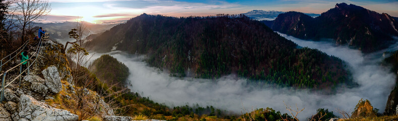 View from sokolica, sunrise. Pieniny, Poland.