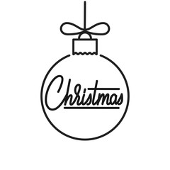 Christmas. Winter seasonal lettering and Christmas ball.