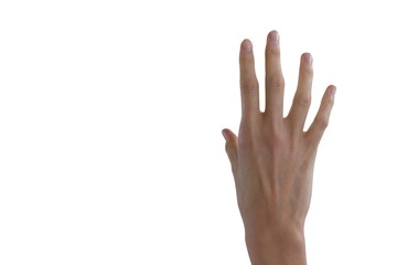Fototapeta premium Womans hand using invisible screen