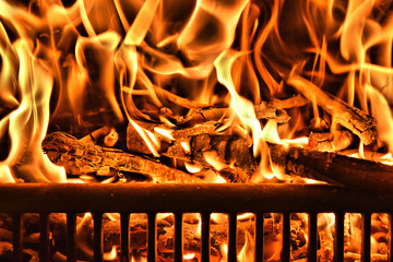 fire in the fireplace