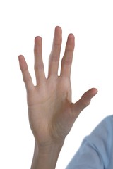 Woman's hand using invisible screen