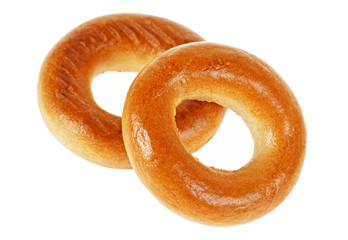 Two bagels isolated on a white background