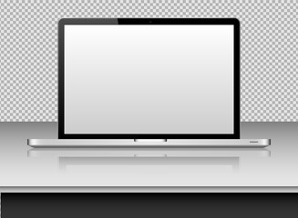 laptop with blank screen to present your application design. Realistic illustration.