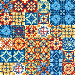 Vectorillustratie van decoratief tegelmozaïekpatroonontwerp in Marokkaanse stijl.