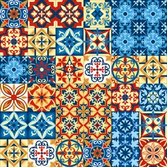 Vitrage gordijnen Marokkaanse tegels Vectorillustratie van decoratief tegelmozaïekpatroonontwerp in Marokkaanse stijl.