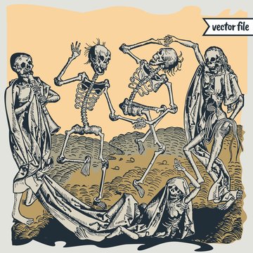 Medieval Woodcut Illustrations Of The Dance Of Death