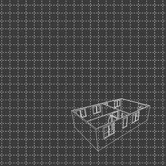Sketch drawing of empty home apartment on black squared background