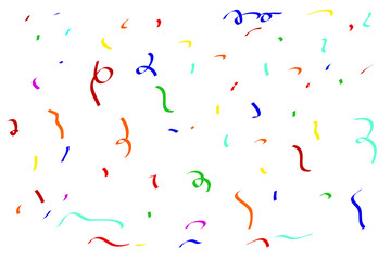 Various Shape of Confetti (small pieces of colored paper thrown during a celebration such as a birhtday, anniversary, wedding, etc) Isolated on White