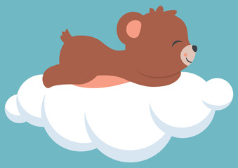 Cute Little Baby Bear Cub Sleeping on a Cloud Baby Shower © Kristina Jovanovic
