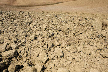 Plowed field ready to be cultivated in Val d'Orcia, Tuscany