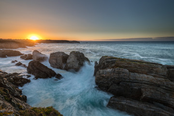 spectacular sunset on the coast of Galicia