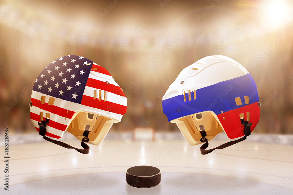 Wall mural Famous Ice Hockey Rivalry Between Russia and USA