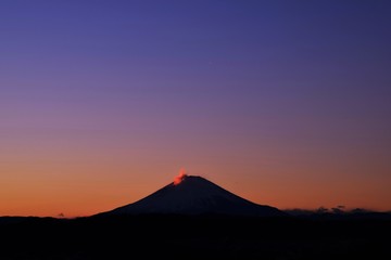 Obraz premium 富士山夕景シルエット