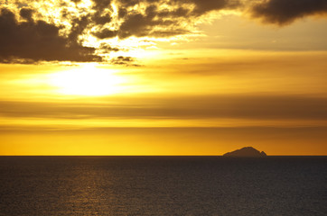 Caribbean Sunset With Ash Cloud, Antigua