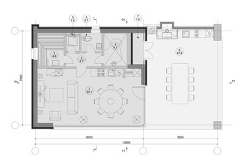 Standard furniture symbols used in architecture