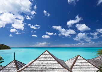Silver Roofs Overlooking Turquoise Caribbean Sea, Antigua