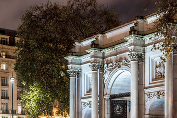 Marble arch in London in Christmas time