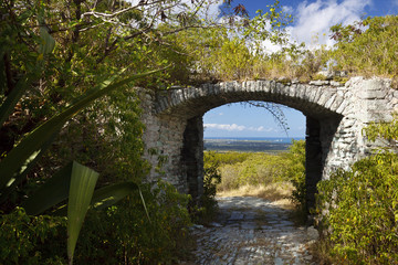 Fototapeta na wymiar Overgrown Fort Entrance, Antigua