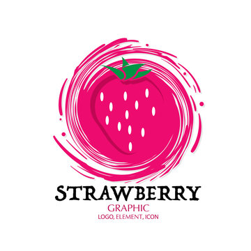 fruit strawberry graphic element design logo key visual water splash background