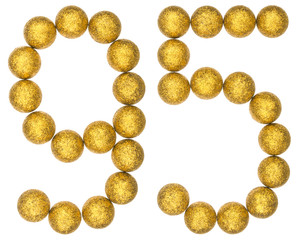 Numeral 95, ninety five, from decorative balls, isolated on white background