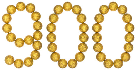 Numeral 900, nine hundred, from decorative balls, isolated on white background