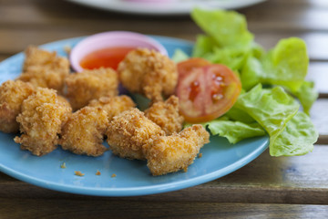 Thai Chinese Fusion Food Shrimp pancake (Tod Mun Goong).