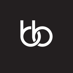 Initial lowercase letter bb, overlapping circle interlock logo, white color on black background