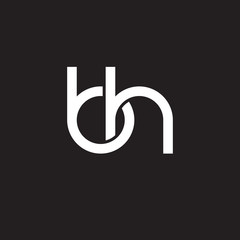 Initial lowercase letter bh, overlapping circle interlock logo, white color on black background