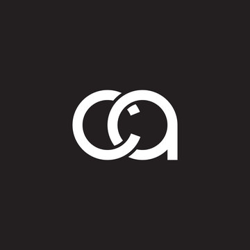 Initial lowercase letter ca, overlapping circle interlock logo, white color on black background
