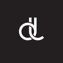 Initial lowercase letter dl, overlapping circle interlock logo, white color on black background