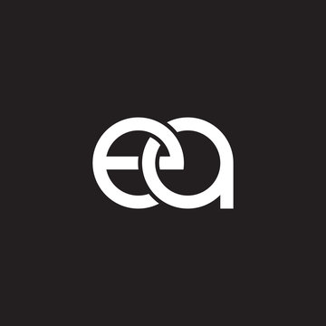 Initial lowercase letter ea, overlapping circle interlock logo, white color on black background