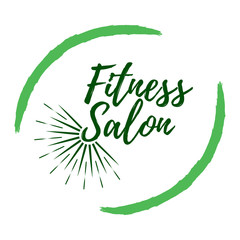 Fitness Salon label. Eco style and Wellness Life. Healthy Lifestyle badges. Vector illustration icon with Sunburst