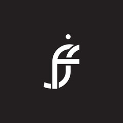 Initial lowercase letter fj, overlapping circle interlock logo, white color on black background