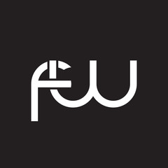 Initial lowercase letter fw, overlapping circle interlock logo, white color on black background