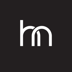 Initial lowercase letter hn, overlapping circle interlock logo, white color on black background