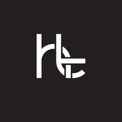 Initial lowercase letter ht, overlapping circle interlock logo, white color on black background